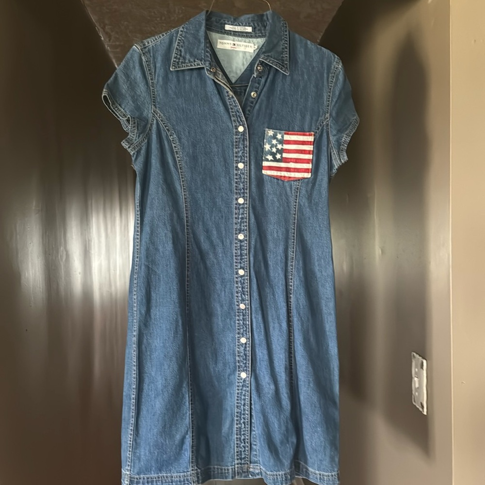 TOMMY HILFIGER AMERICAN FLAG JEAN DRESS SIZE 10